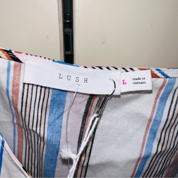 NWT Lush Multicolor Striped Shorts Romper Size Large - Picture 7 of 15